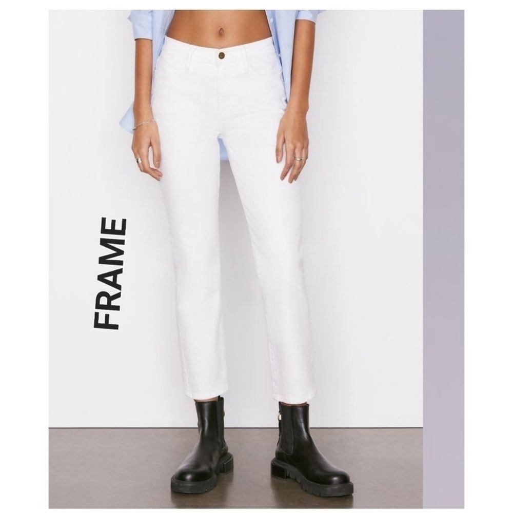 Frame Denim White Le Skinny de Jeanne Mid-Rise Jeans 27 - Picture 2 of 11